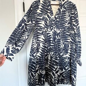 THML Navy and White Leaf Print Mini Dress